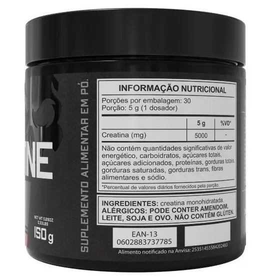Rótulo e informação nutricional da Creatina Dark Lab